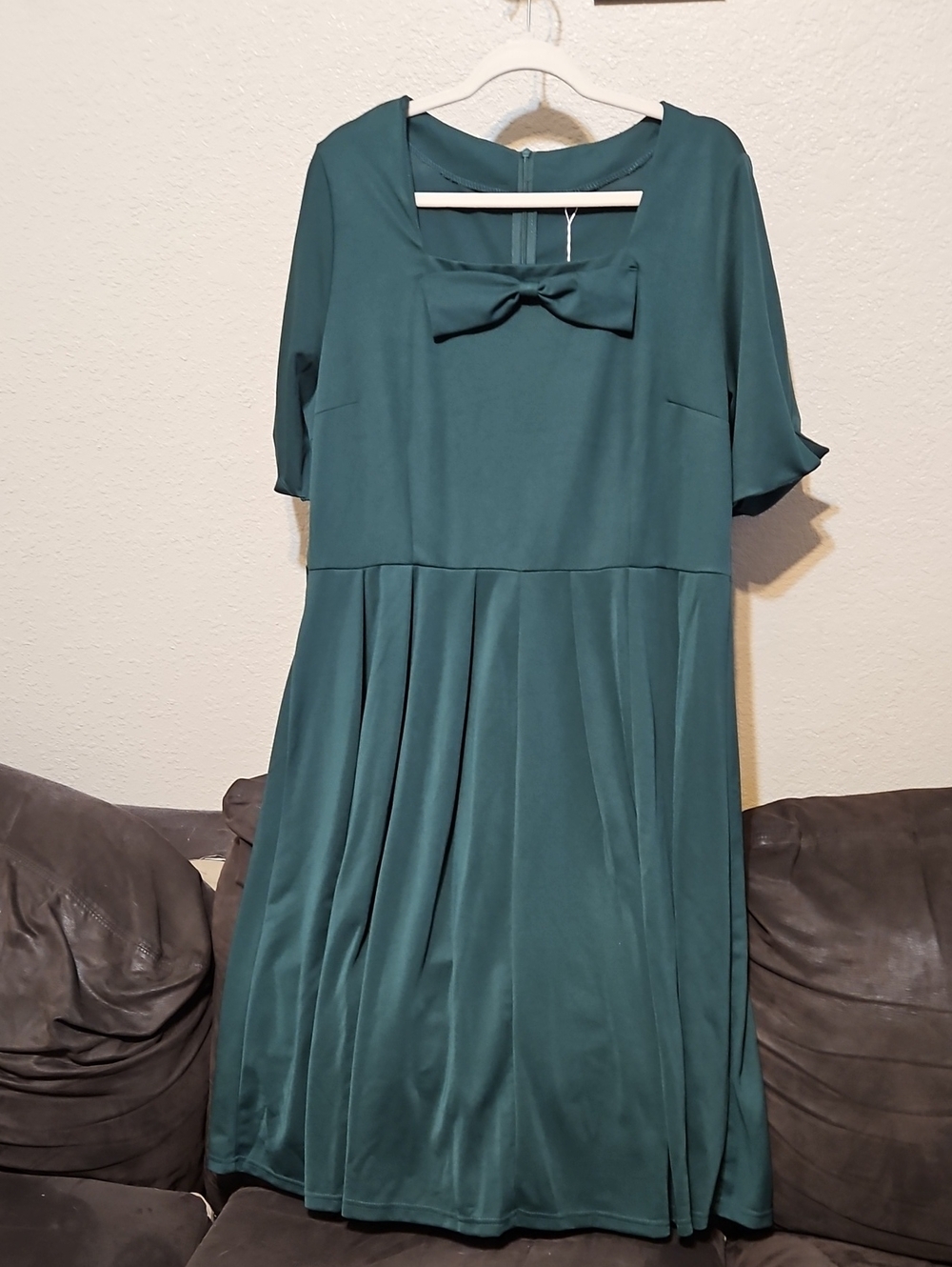 Teal Bow-Front Midi Dress